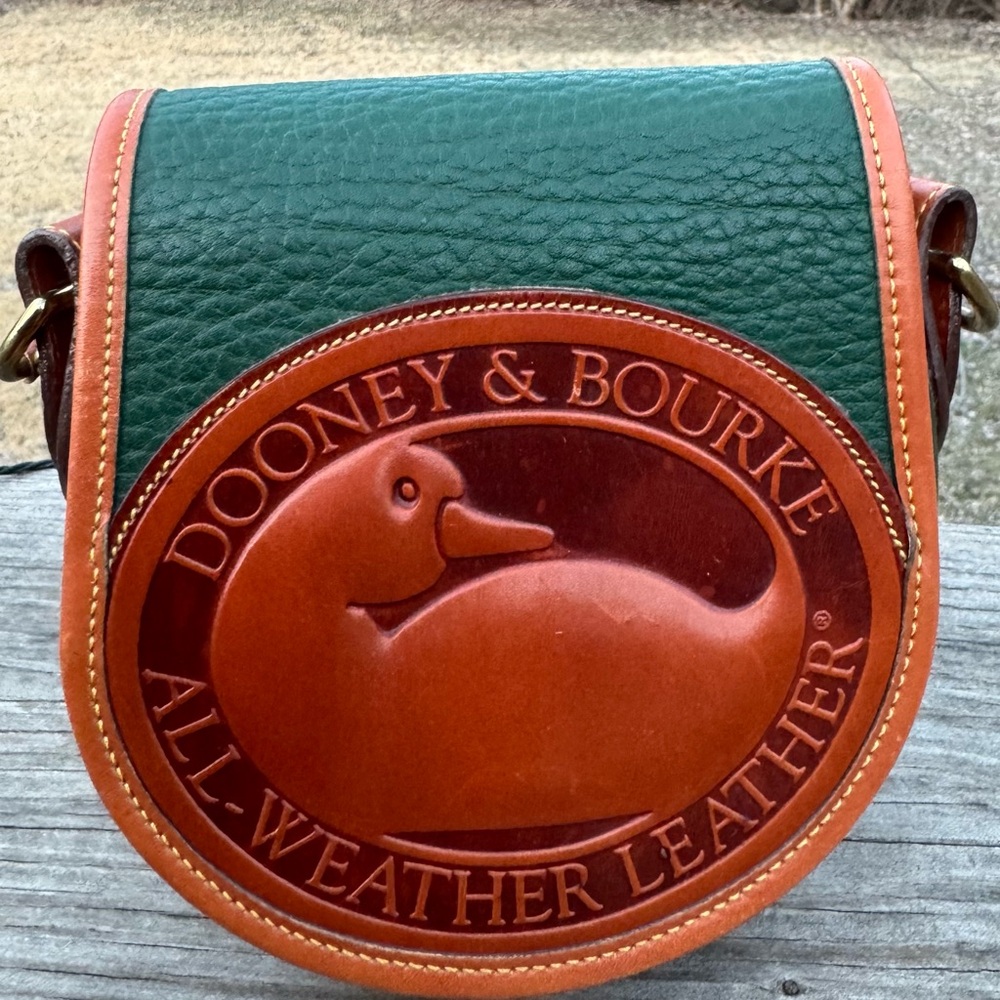 Vintage Dooney & Bourke Big Duck Green Leather Crossbody Bag
